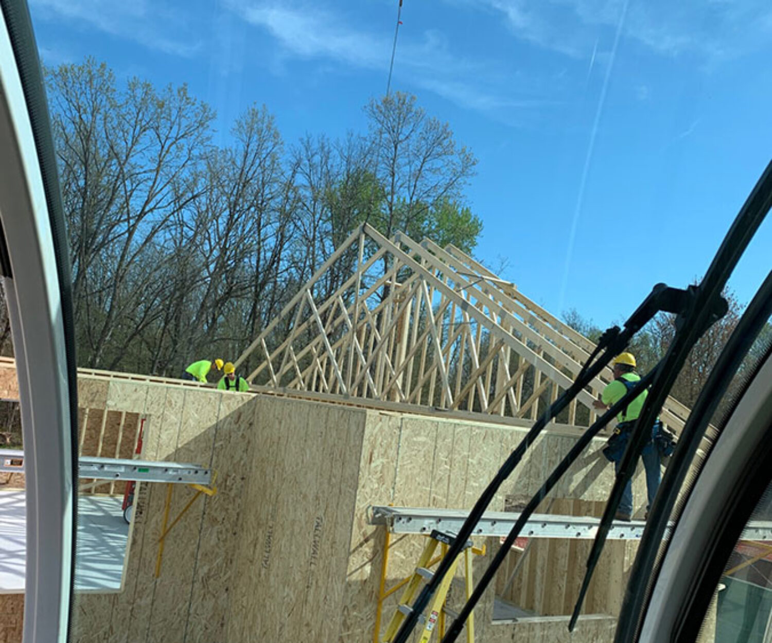 House truss setting by MCF Crane Service in Minnesota