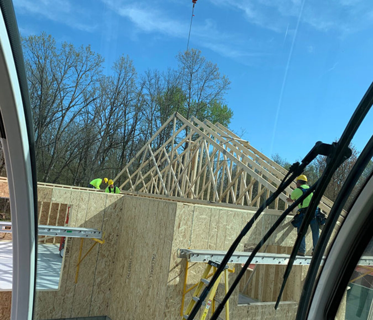 House truss setting by MCF Crane Service in Minnesota